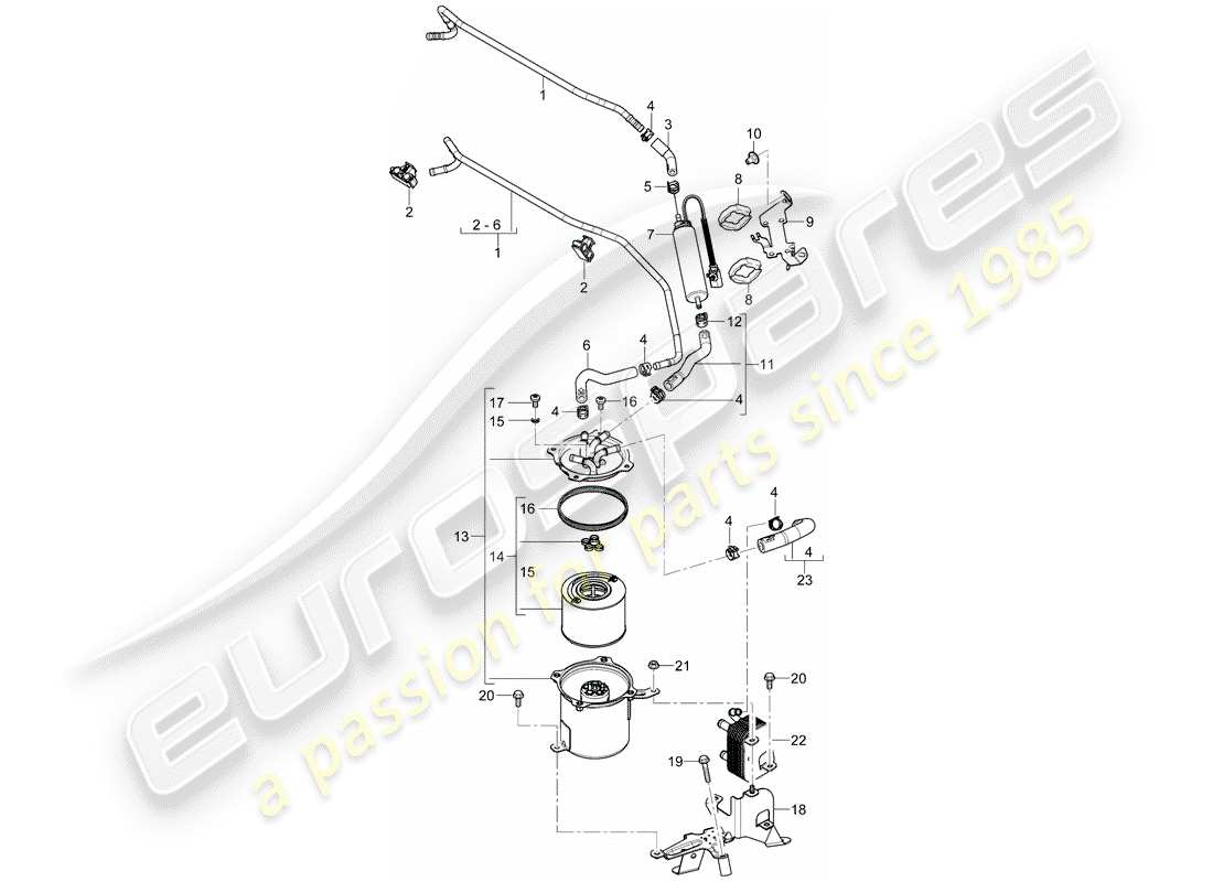 porsche 2007 (cayenne e1 9pa) sistema di alimentazione carburante diagramma delle parti