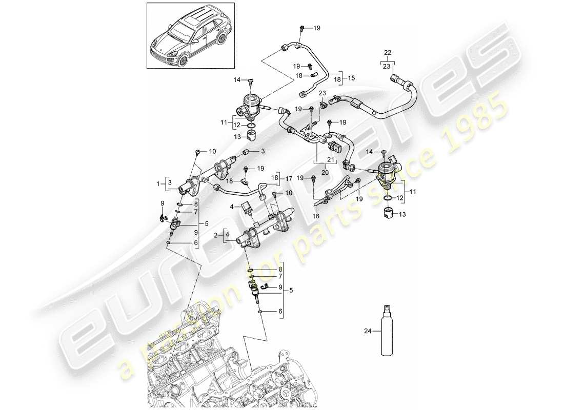 porsche 2013 (cayenne e2 92a) tubo raccolta carburante schema delle parti