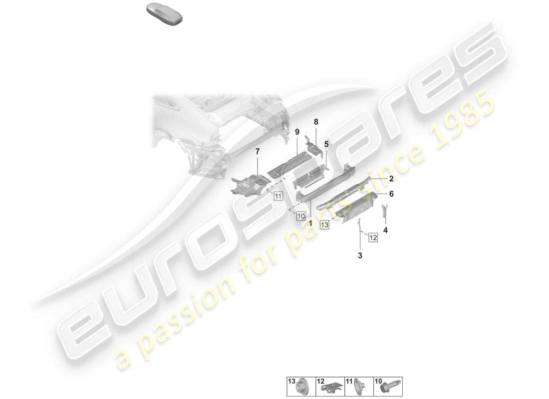 porsche 2019 (992-1) staffa paraurti schema delle parti