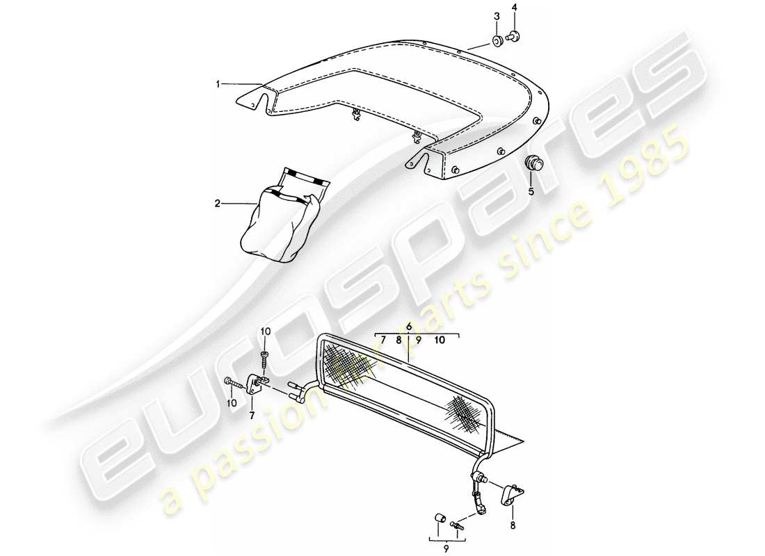 porsche 1995 (993) copertura del bagagliaio - parabrezza diagramma delle parti
