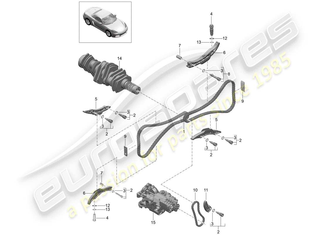 porsche 2020 (718 boxster) catena temporale diagramma delle parti