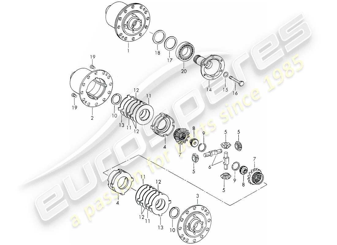 porsche 1973 (911) differenziale di slittamento limitato diagramma delle parti