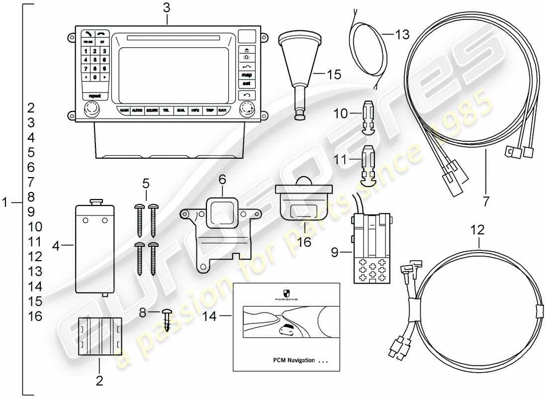 porsche tequipment cayenne (2018) schema delle parti del sistema di navigazione