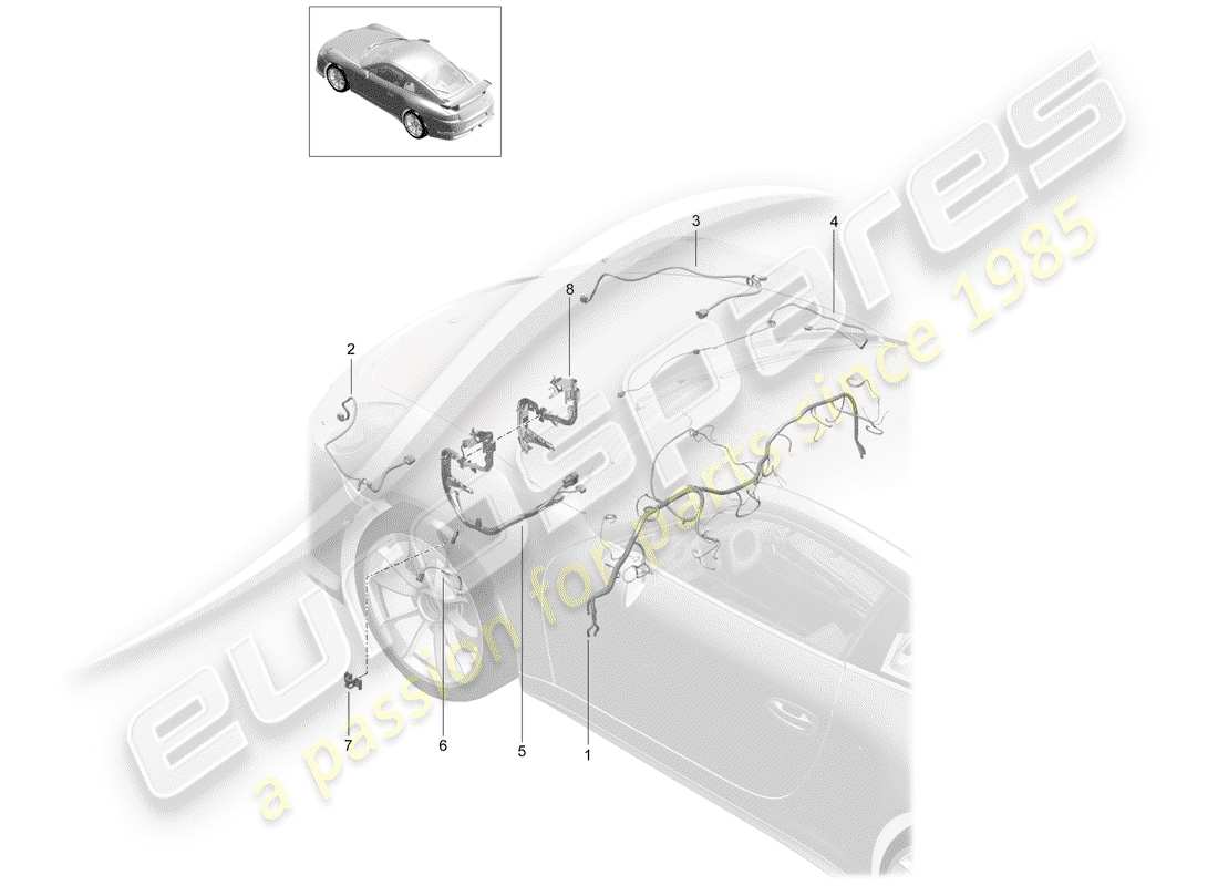 porsche 2014 (991-1 r/gt3/rs) imbracatura diagramma delle parti