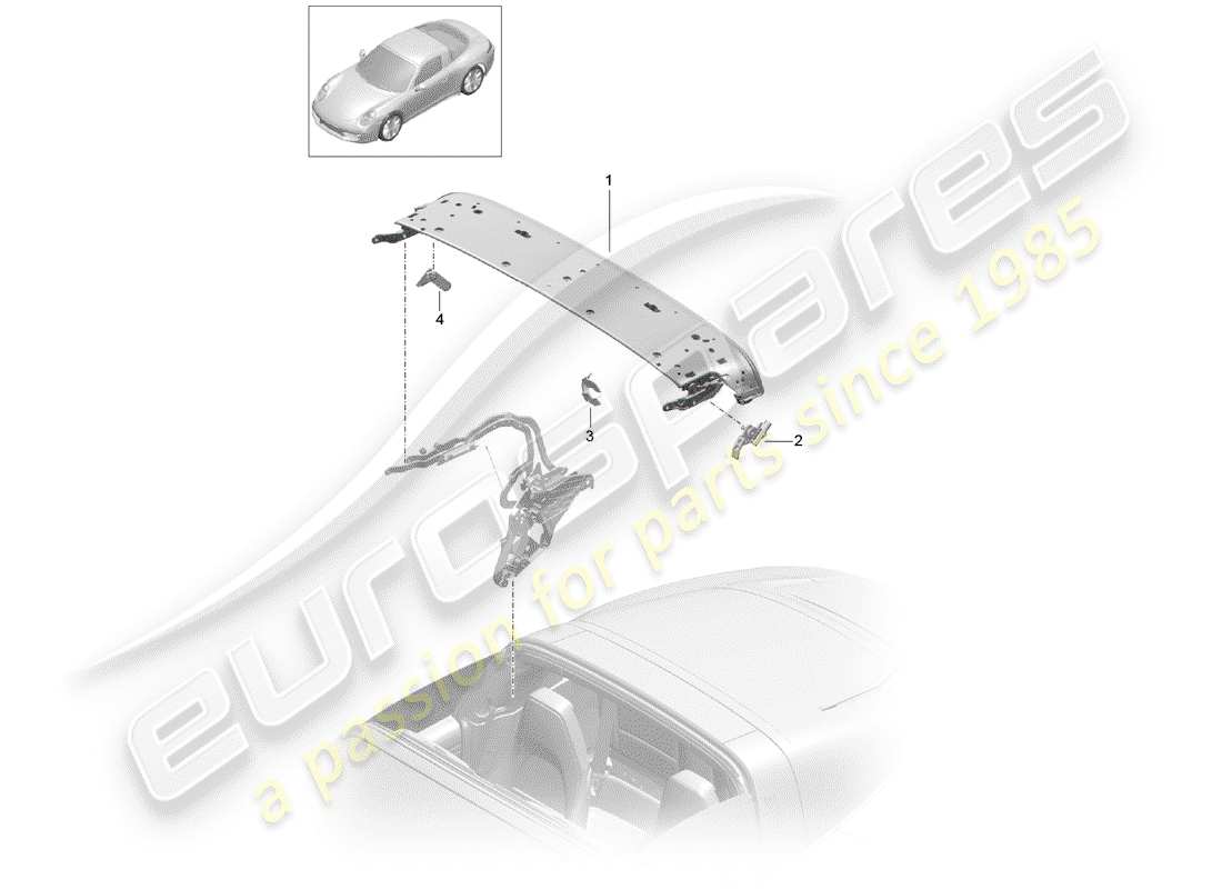 porsche 2017 (991-2) diagramma delle parti del telaio superiore