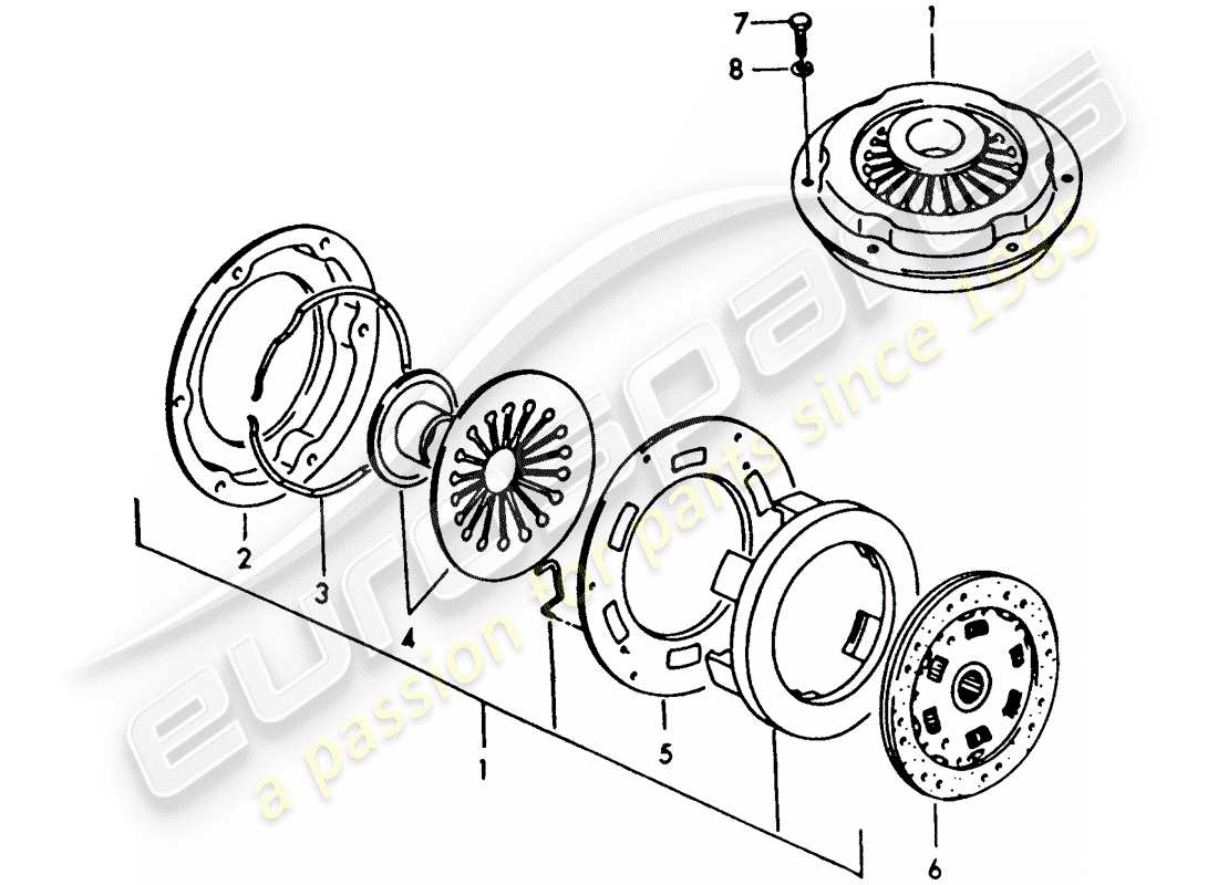 porsche 1957 (356/356a) frizione diagramma delle parti