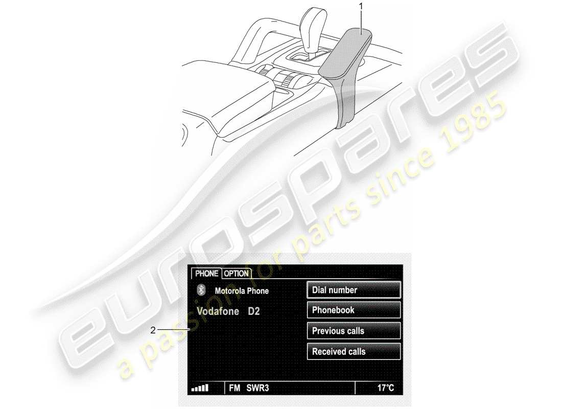 porsche 2017 (tequipment cayenne) cellulare diagramma delle parti