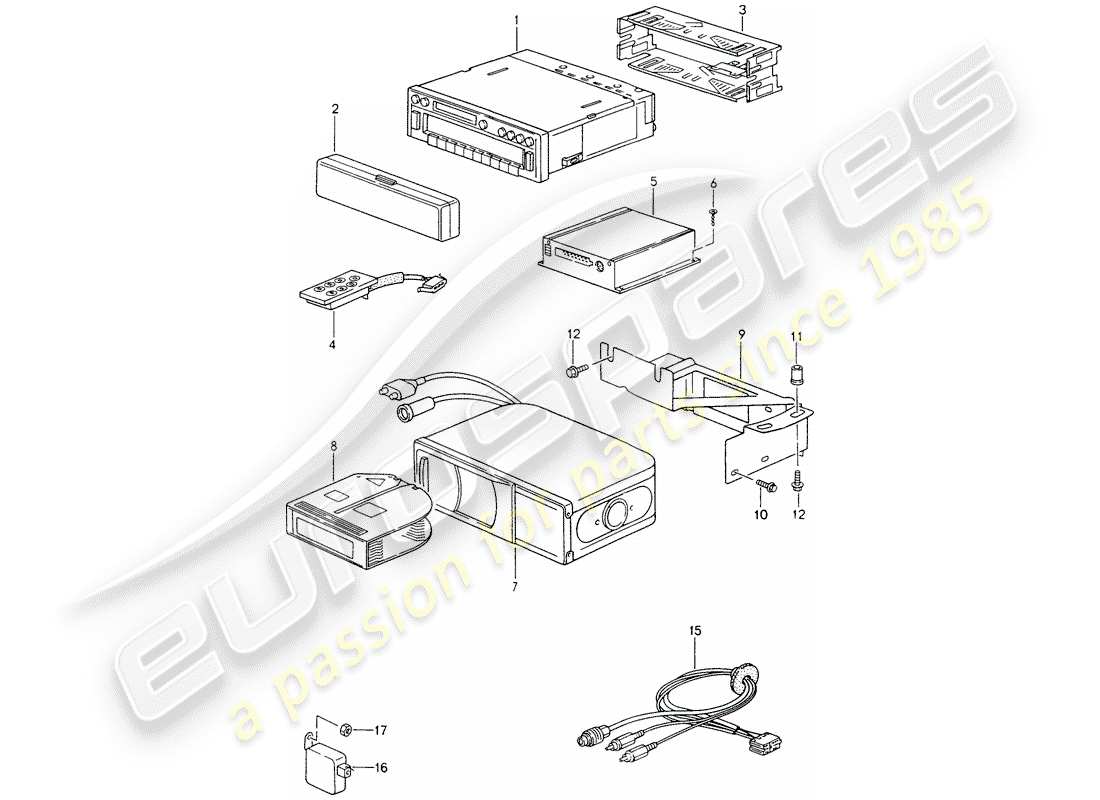 porsche 1998 (993) unità radio - amplificatore - f 99-ts371 090>> - d - mj 1996>> diagramma delle parti