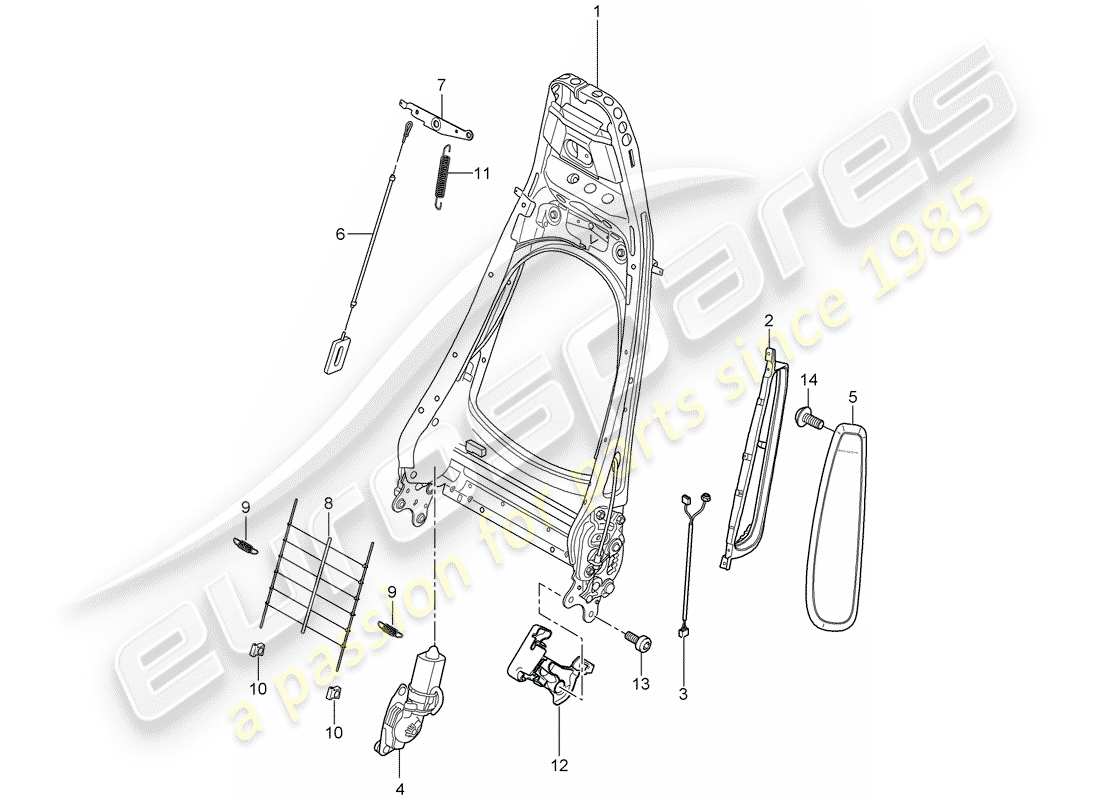 porsche 2008 (987 cayman) telaio schienale diagramma delle parti
