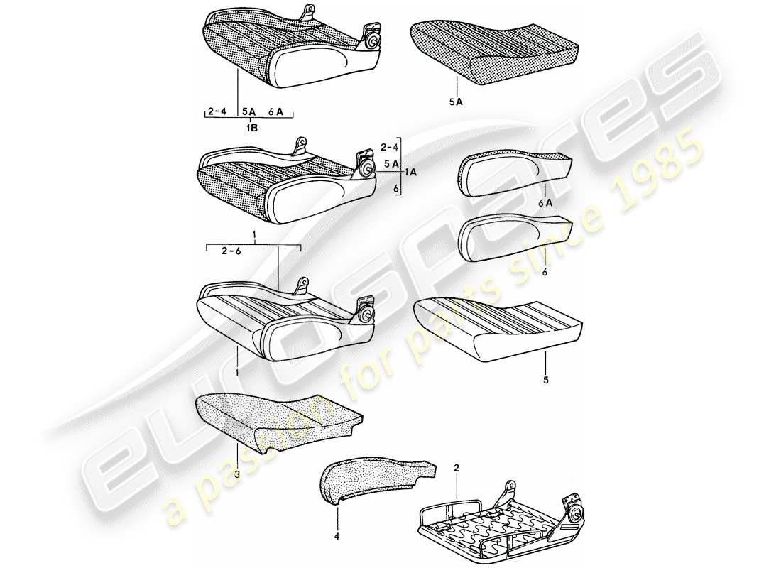 porsche 1986 (928) sedile sportivo - regolabile manualmente - cuscino - parti singole - d >> - mj 1984 schema delle parti