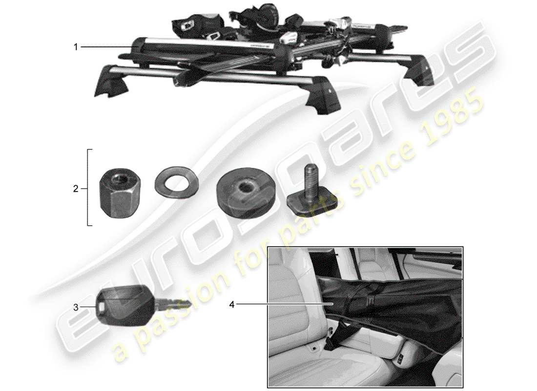 porsche 2016 (tequipment macan) portasci schema delle parti