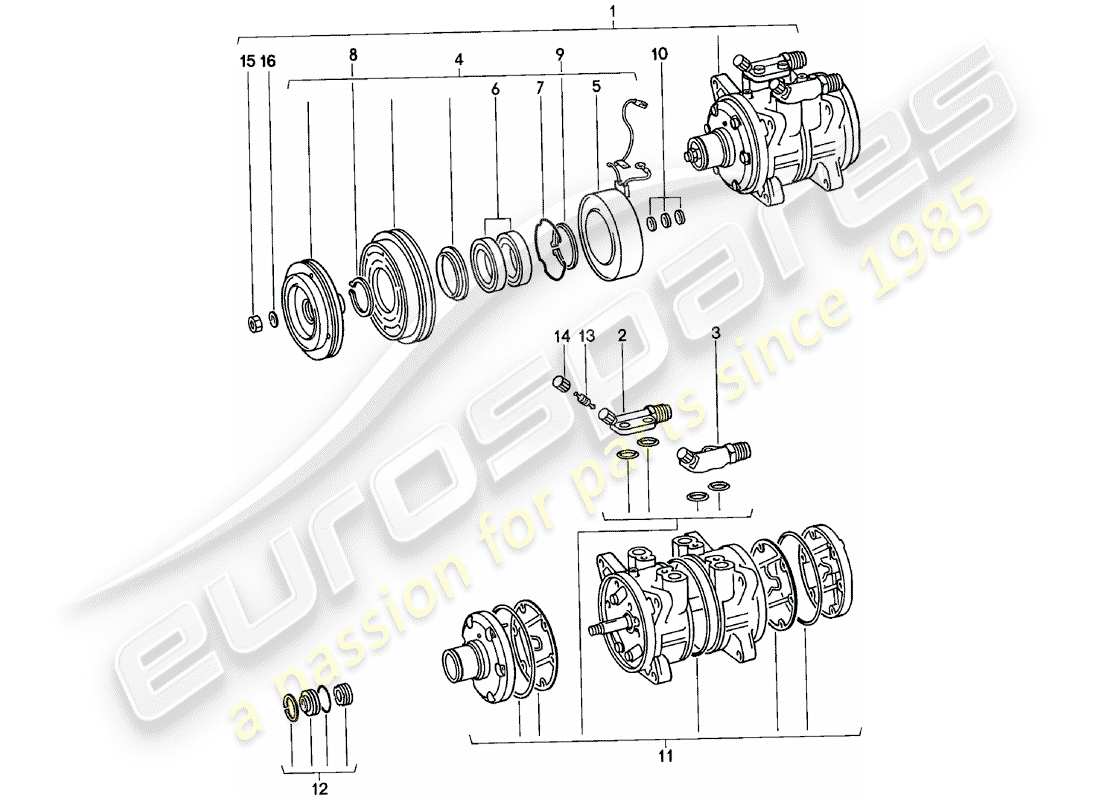 porsche 1982 (924) compressore diagramma delle parti