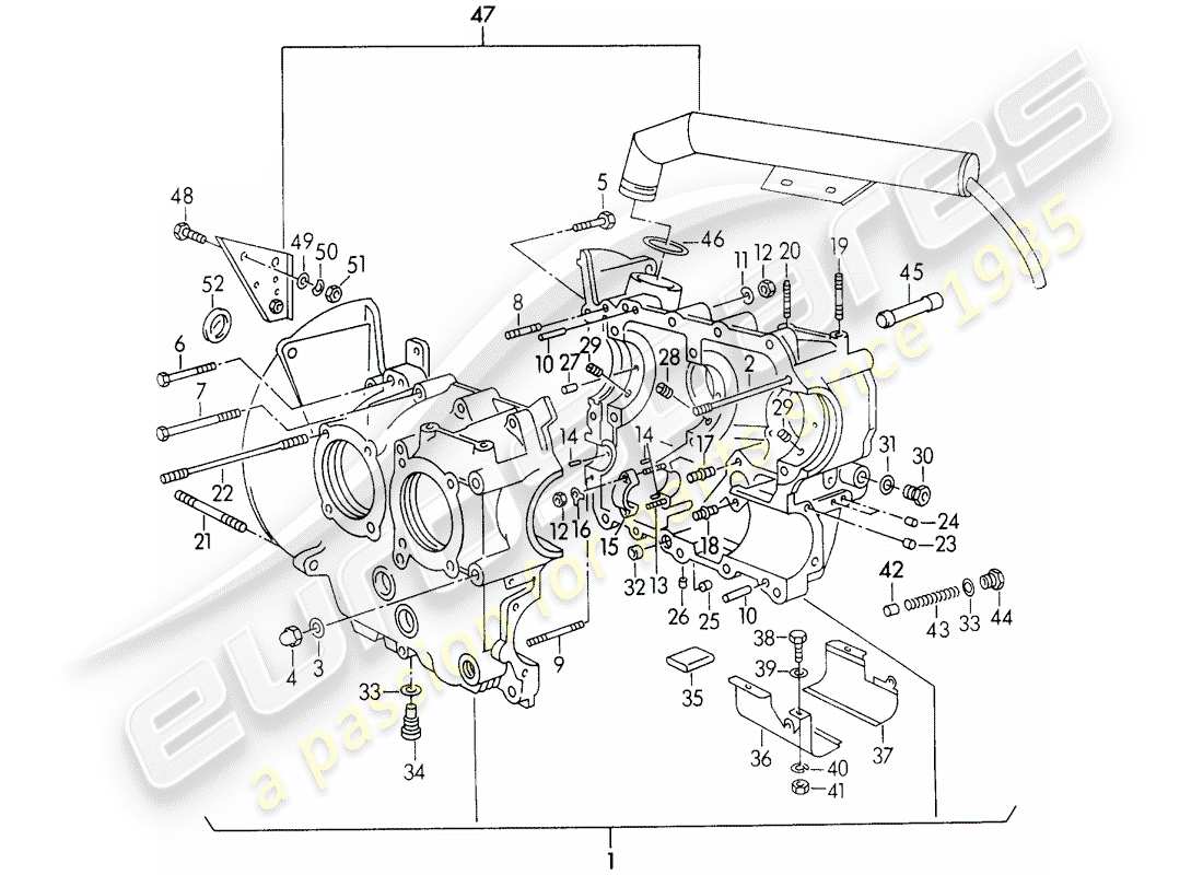 porsche 1952 (356/356a) basamento diagramma delle parti
