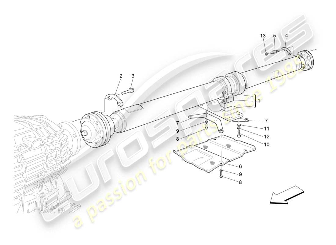 maserati granturismo (2008) albero di trasmissione diagramma delle parti