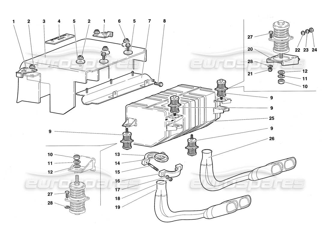 lamborghini diablo sv (1997) impianto di scarico diagramma delle parti