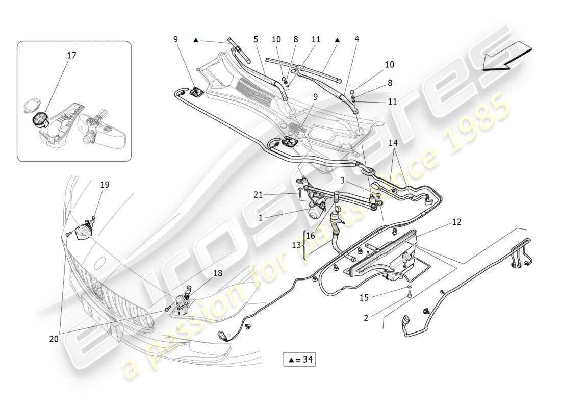 maserati qtp 3.0 tds v6 275hp (2015) diagramma delle parti dei dispositivi esterni del veicolo