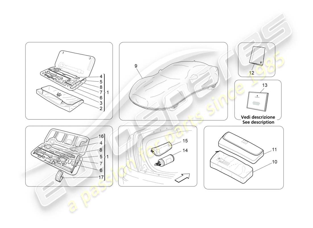maserati granturismo (2013) norma fornita diagramma delle parti
