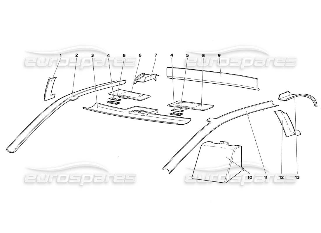 lamborghini diablo sv (1999) diagramma delle parti del cofano anteriore