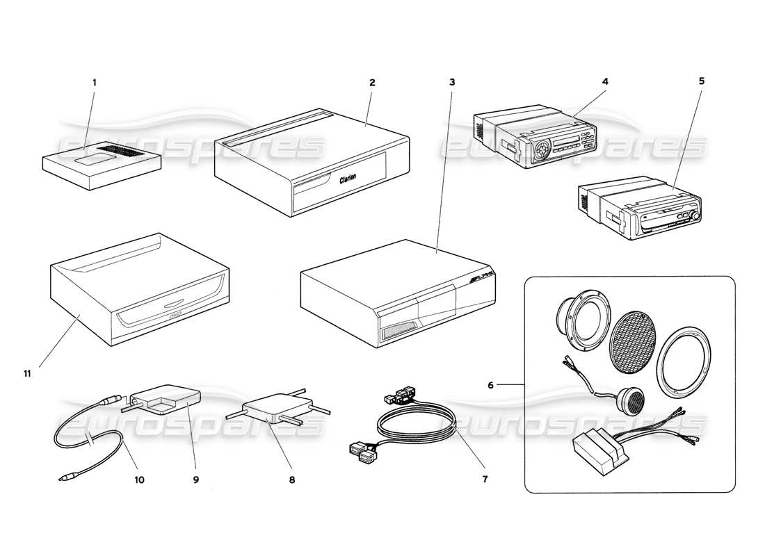 lamborghini diablo 6.0 (2001) sistema sonoro diagramma delle parti