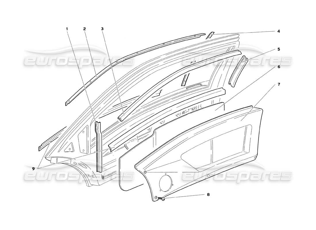 lamborghini diablo sv (1999) diagramma delle parti porte