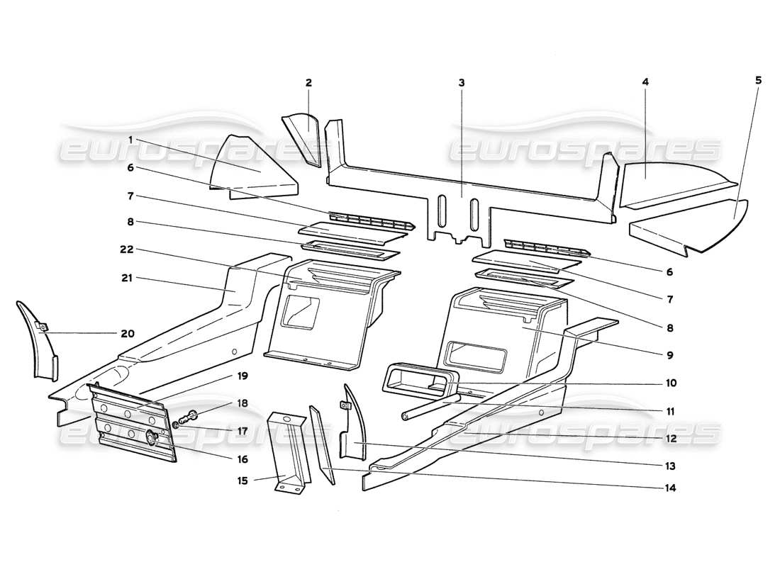 lamborghini diablo 6.0 (2001) diagramma delle parti delle finiture dell'abitacolo