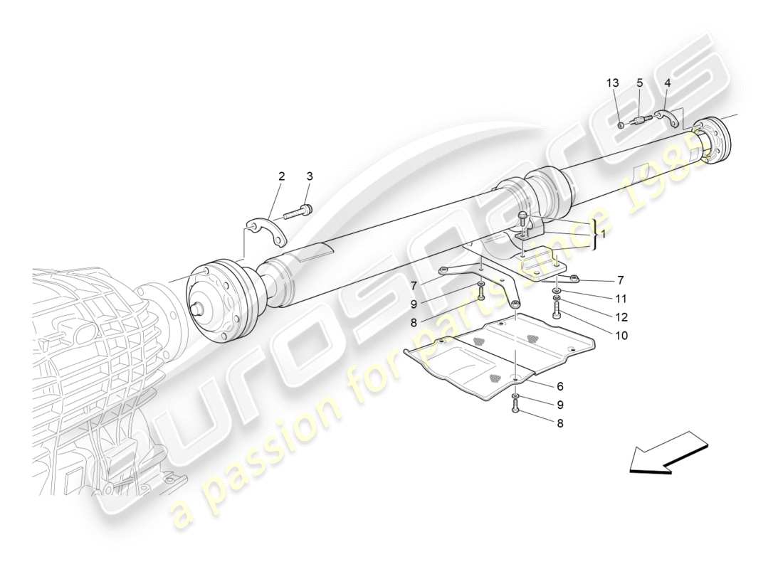 maserati granturismo (2013) albero di trasmissione diagramma delle parti