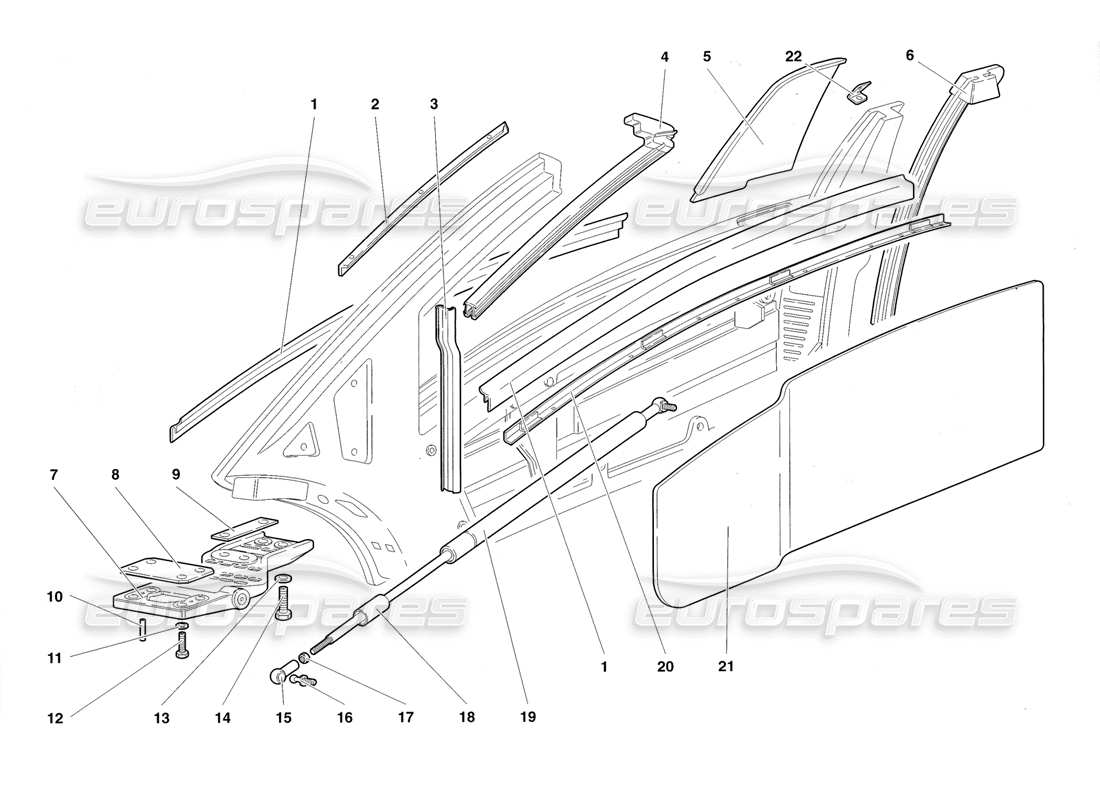 lamborghini diablo roadster (1998) diagramma delle parti porte