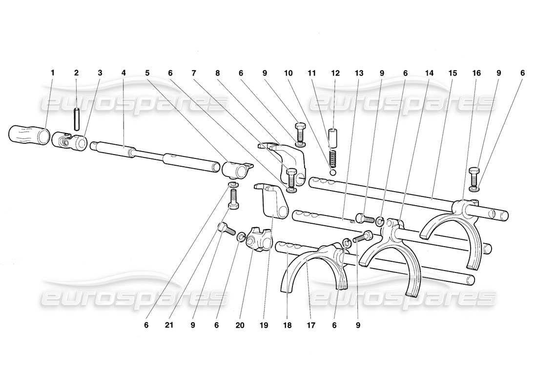 lamborghini diablo se30 (1995) diagramma delle parti delle aste e delle forcelle del cambio