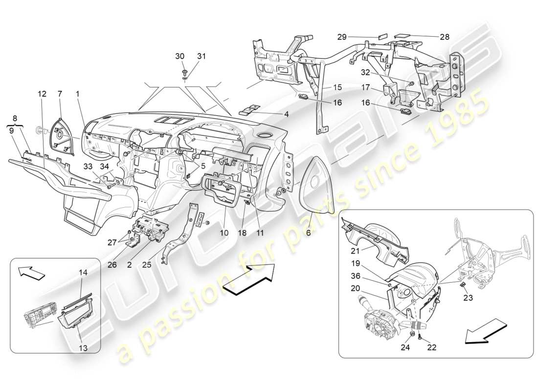 maserati granturismo s (2020) diagramma delle parti dell'unità del cruscotto