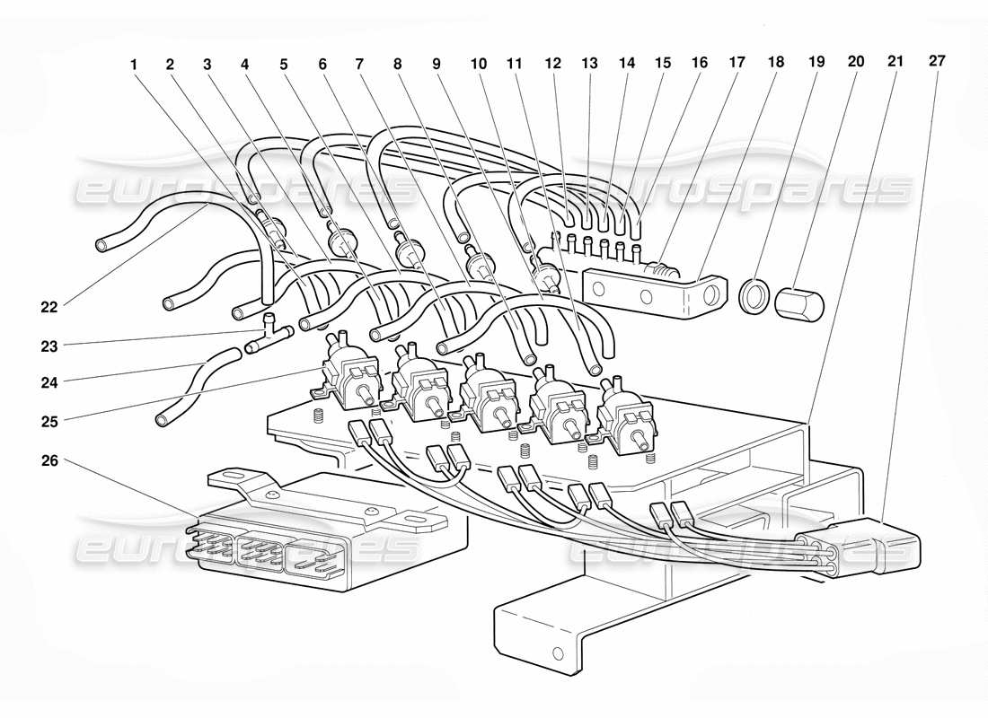 lamborghini diablo (1991) diagramma delle parti del controllo del clima