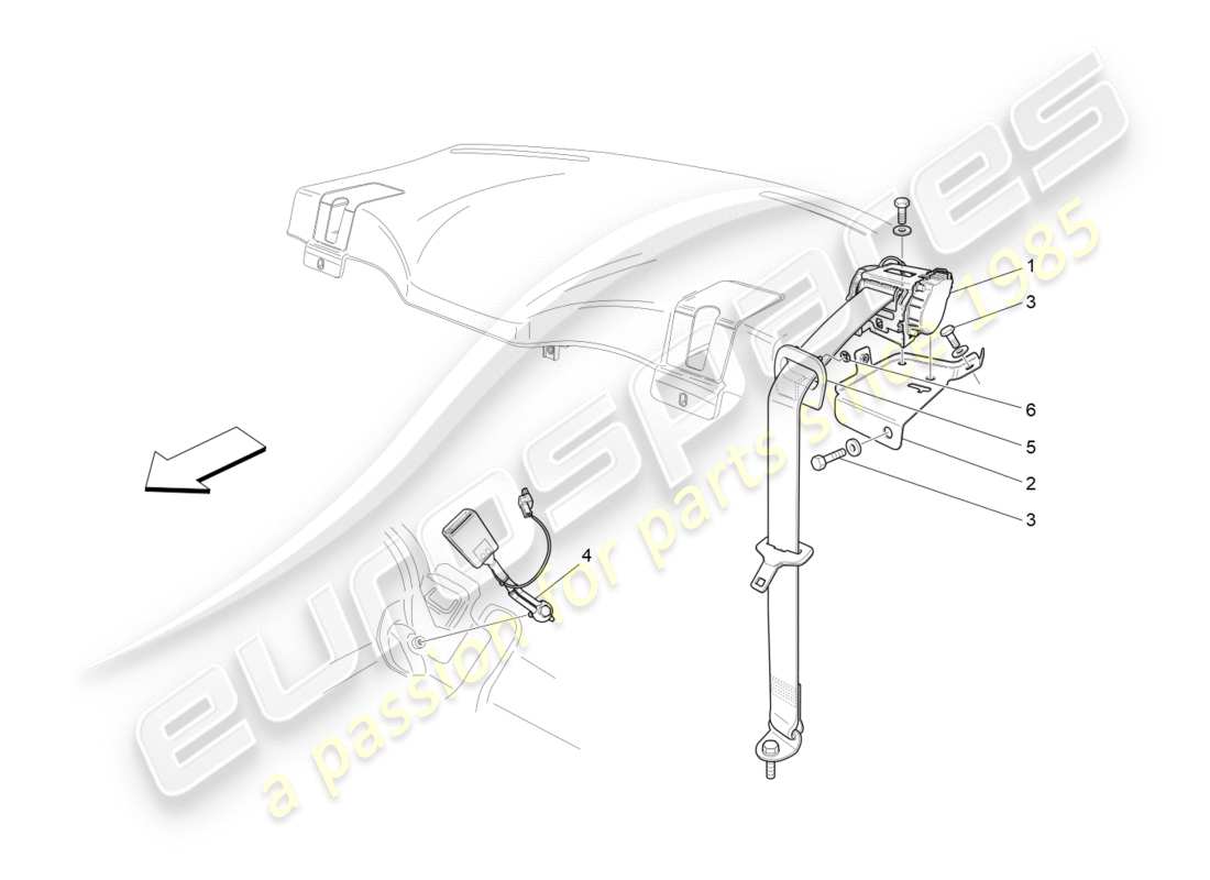 maserati qtp 3.0 tds v6 275hp (2015) diagramma delle parti delle cinture di sicurezza posteriori