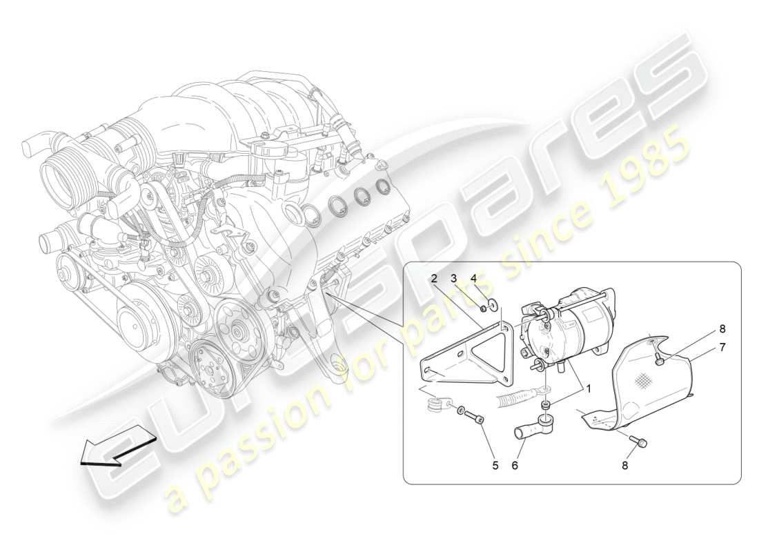 maserati granturismo s (2019) controllo elettronico: diagramma delle parti di accensione del motore