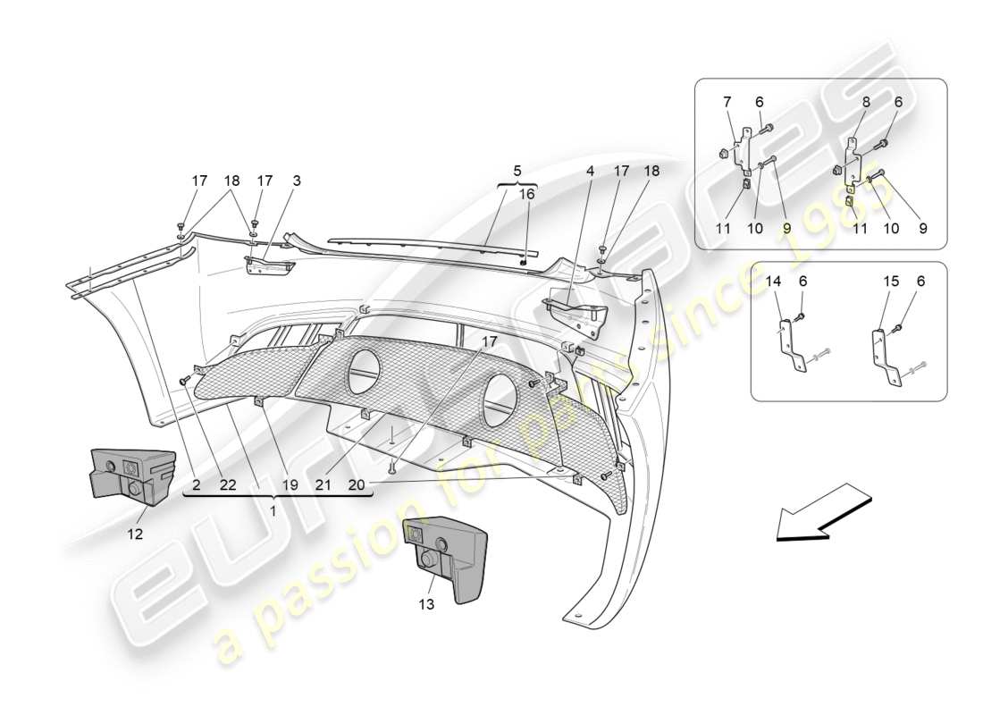 maserati qtp 3.0 tds v6 275hp (2015) schema delle parti paraurti posteriore