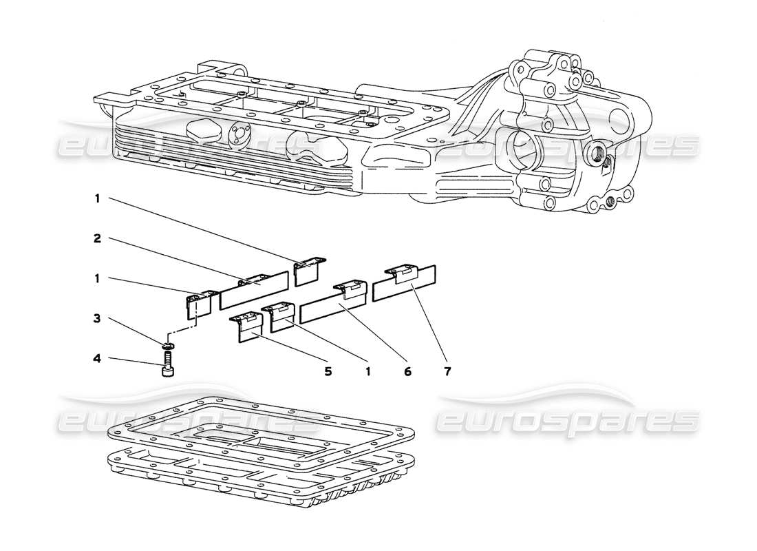 lamborghini diablo 6.0 (2001) diagramma delle parti dei deflettori incernierati della coppa dell'olio