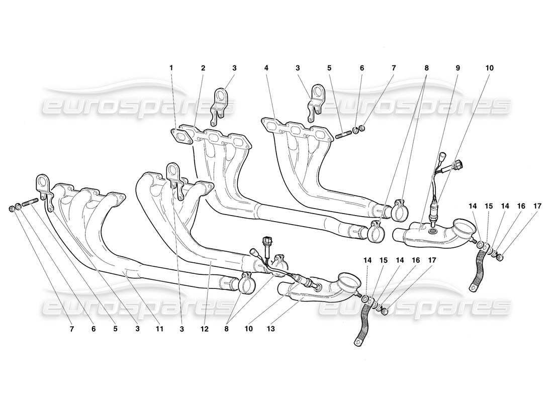 lamborghini diablo sv (1997) impianto di scarico diagramma delle parti