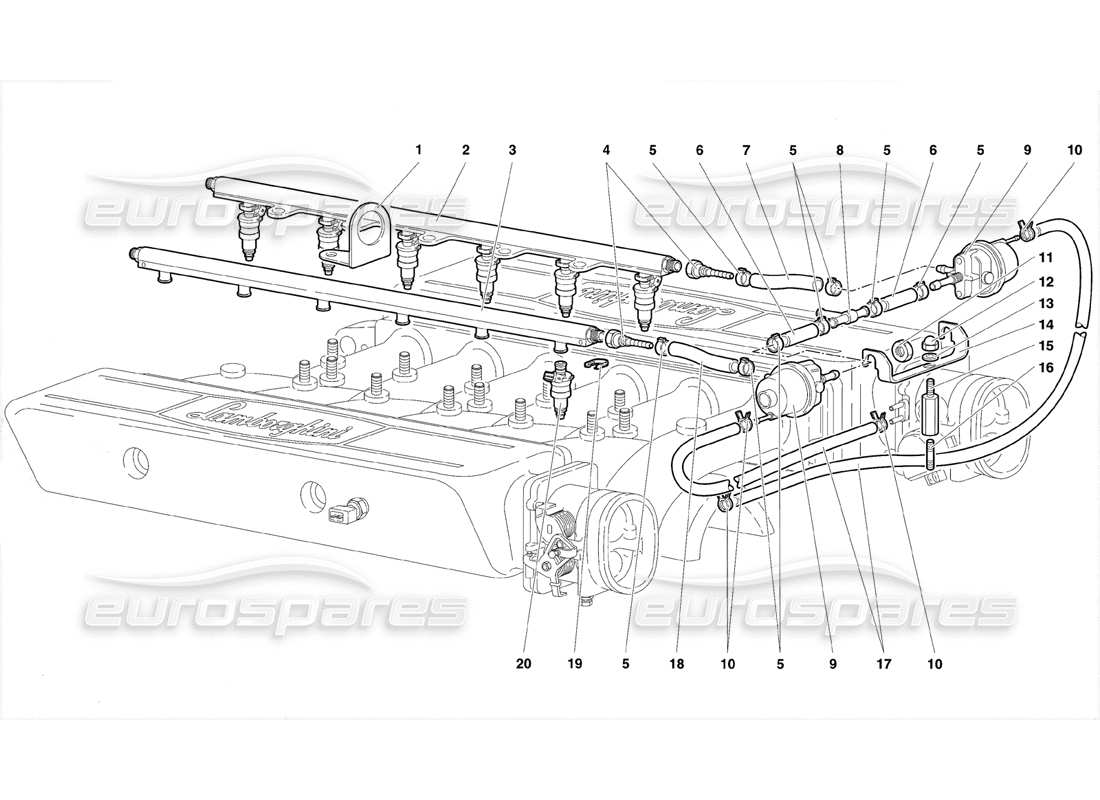 lamborghini diablo se30 (1995) schema delle parti del sistema di alimentazione