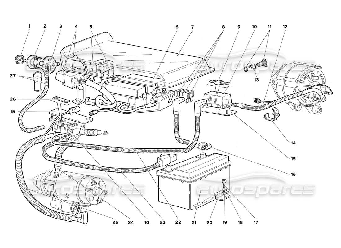 lamborghini diablo sv (1999) sistema elettrico diagramma delle parti