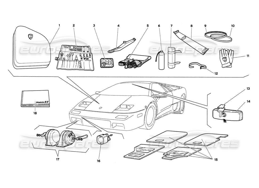 lamborghini diablo 6.0 (2001) accessori schema delle parti