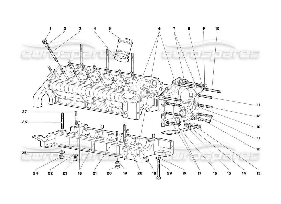 lamborghini diablo sv (1999) schema del basamento e delle parti di montaggio inferiori