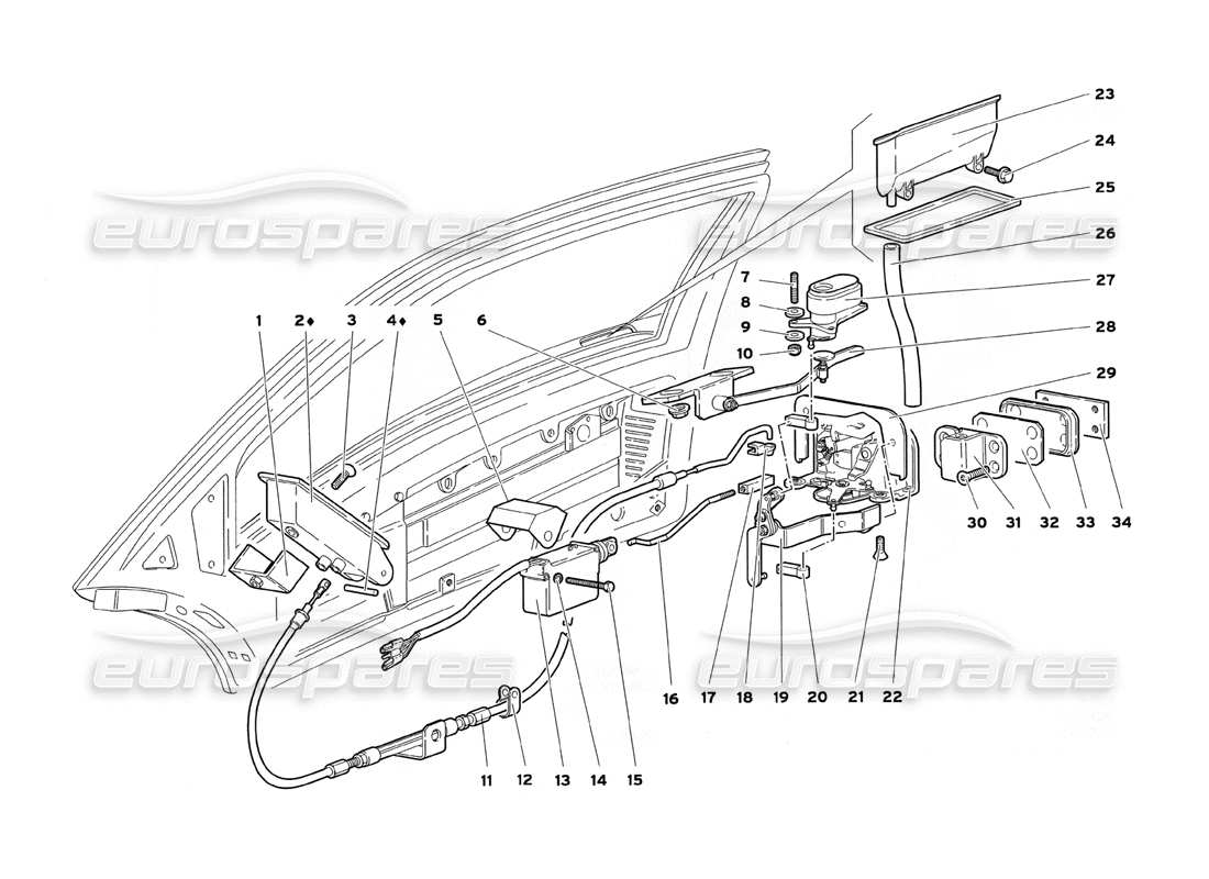 lamborghini diablo sv (1999) diagramma delle parti porte