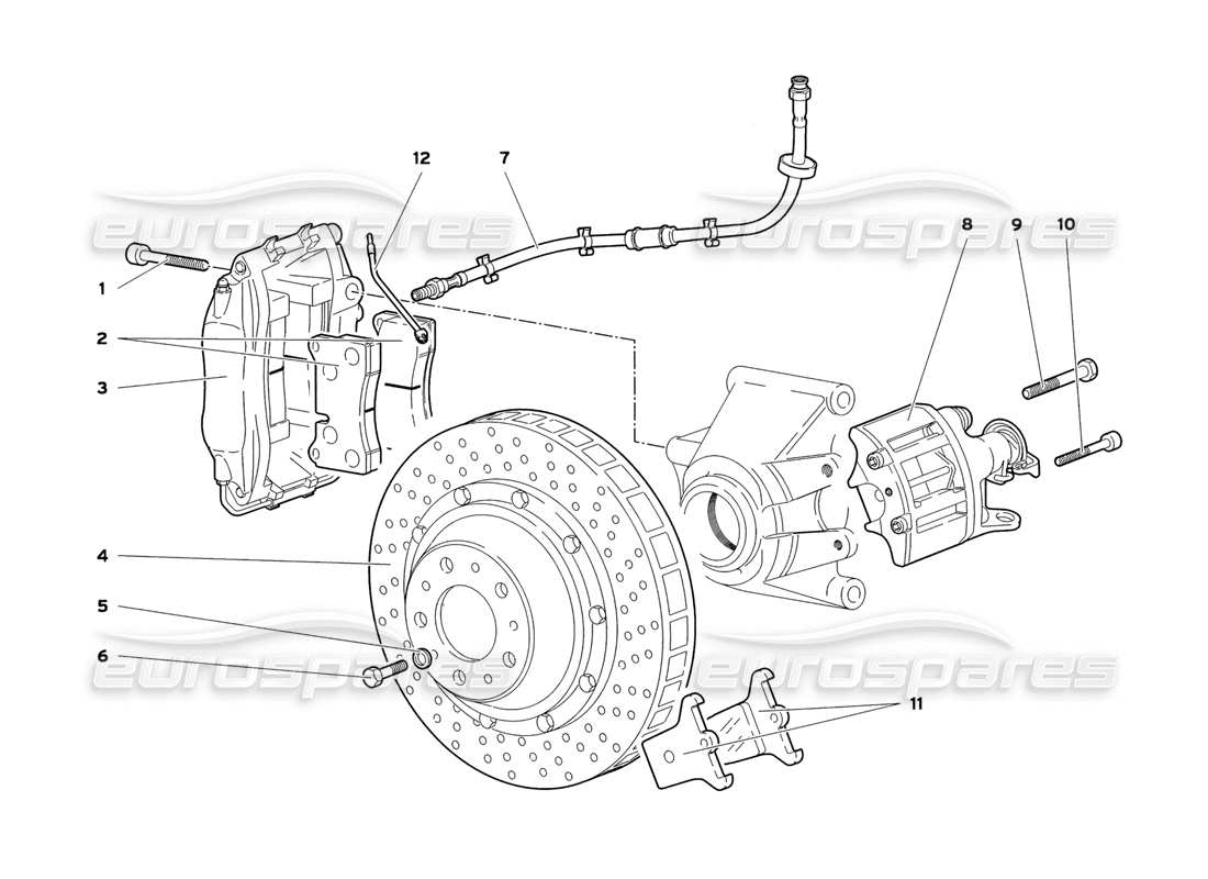 lamborghini diablo sv (1999) diagramma delle parti dei freni posteriori