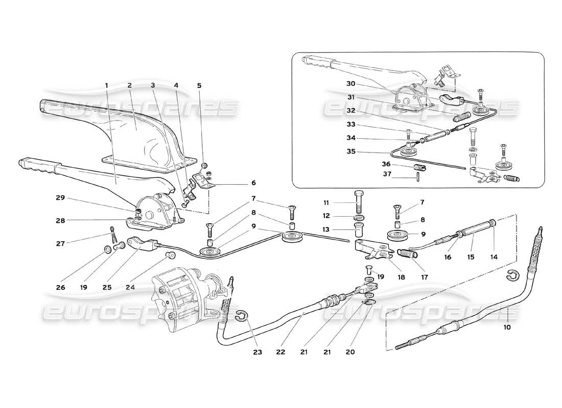 lamborghini diablo sv (1999) diagramma delle parti del freno a mano