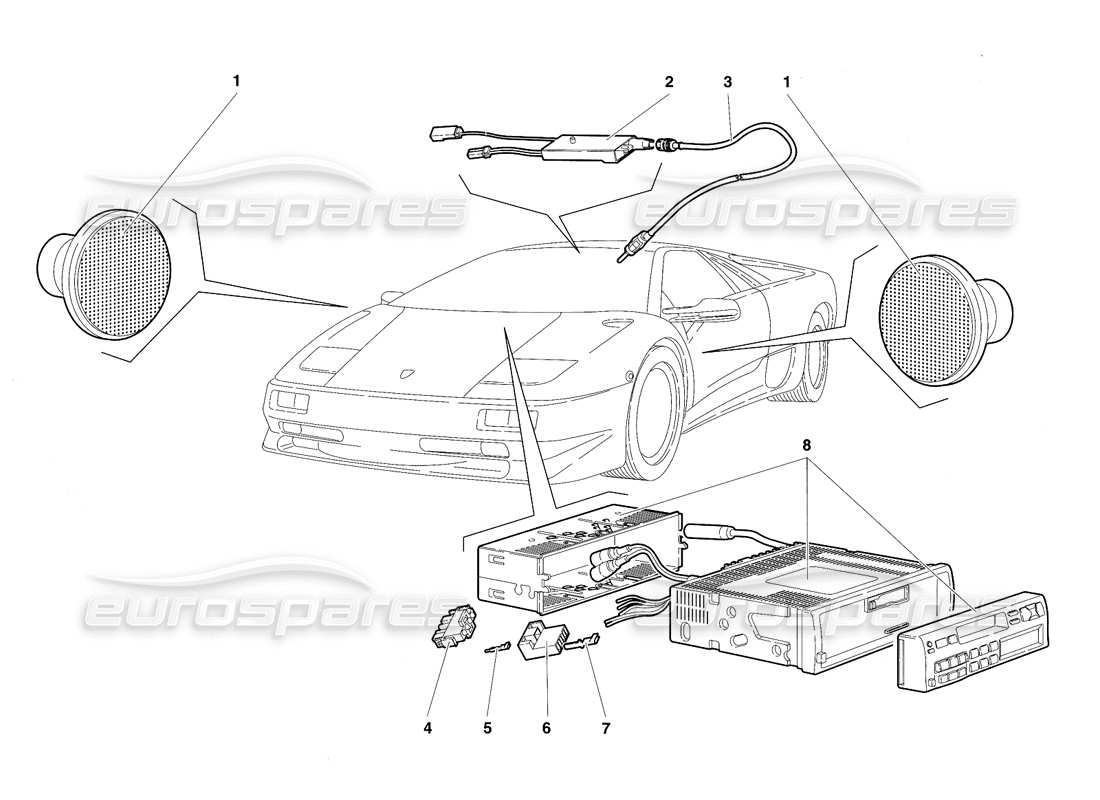 lamborghini diablo sv (1997) diagramma delle parti dell'apparecchio radio