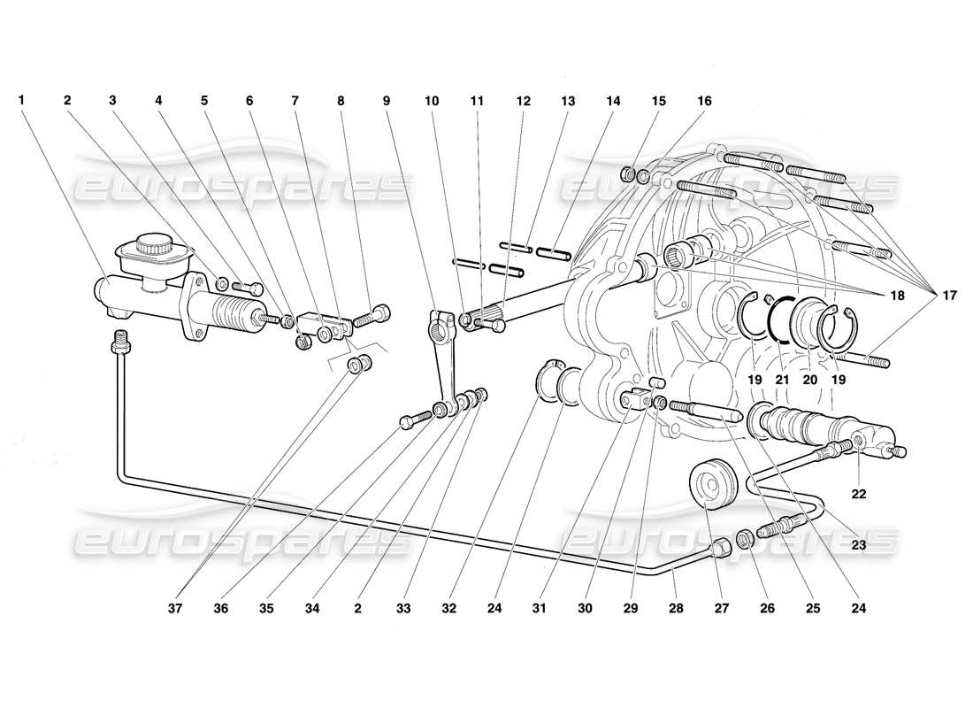lamborghini diablo se30 (1995) leve comando frizione diagramma delle parti