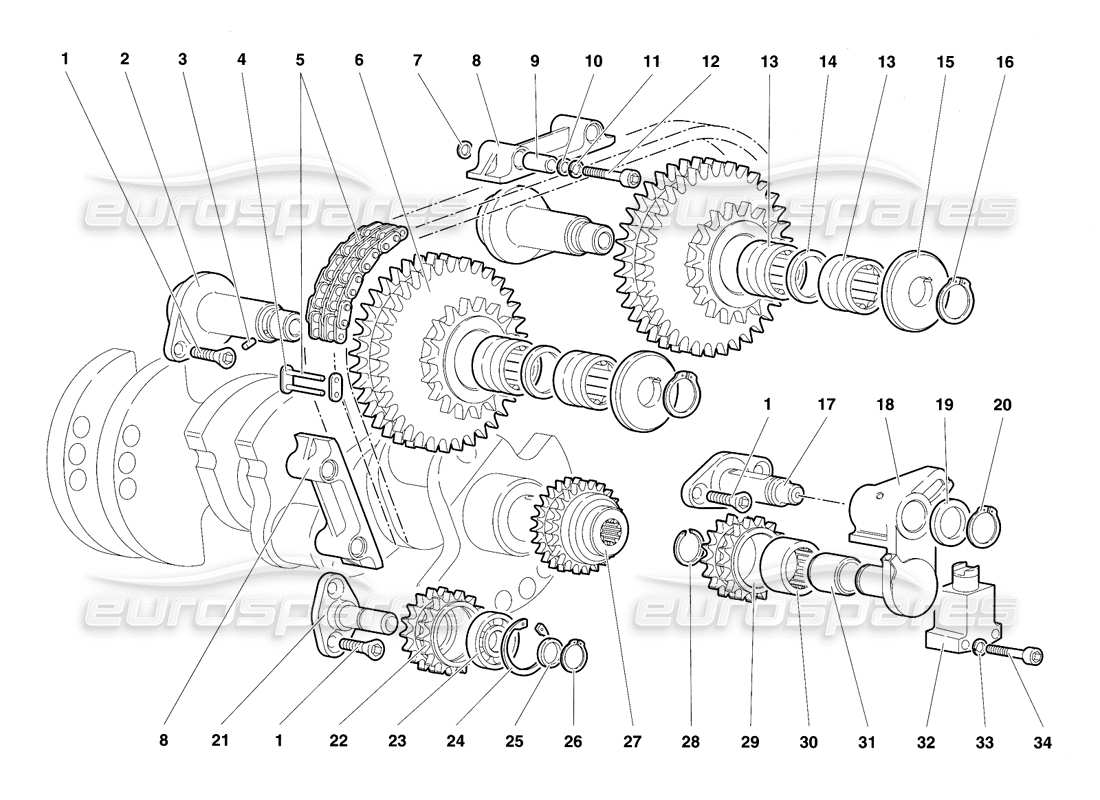 lamborghini diablo se30 (1995) sistema di cronometraggio diagramma delle parti