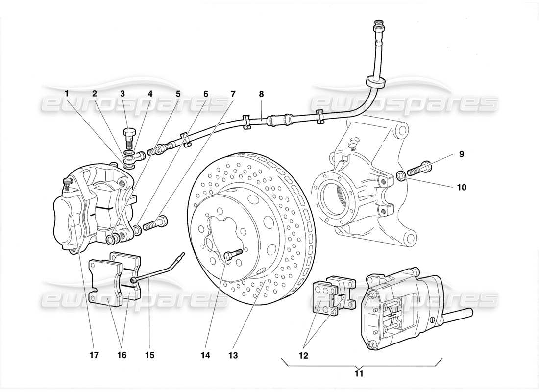 lamborghini diablo se30 (1995) diagramma delle parti dei freni posteriori