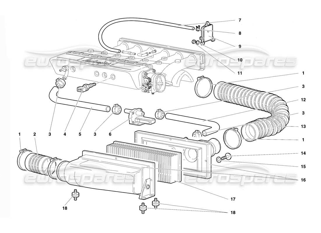 lamborghini diablo se30 (1995) diagramma delle parti dei filtri dell'aria