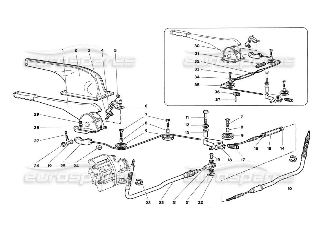 lamborghini diablo 6.0 (2001) freno a mano diagramma delle parti