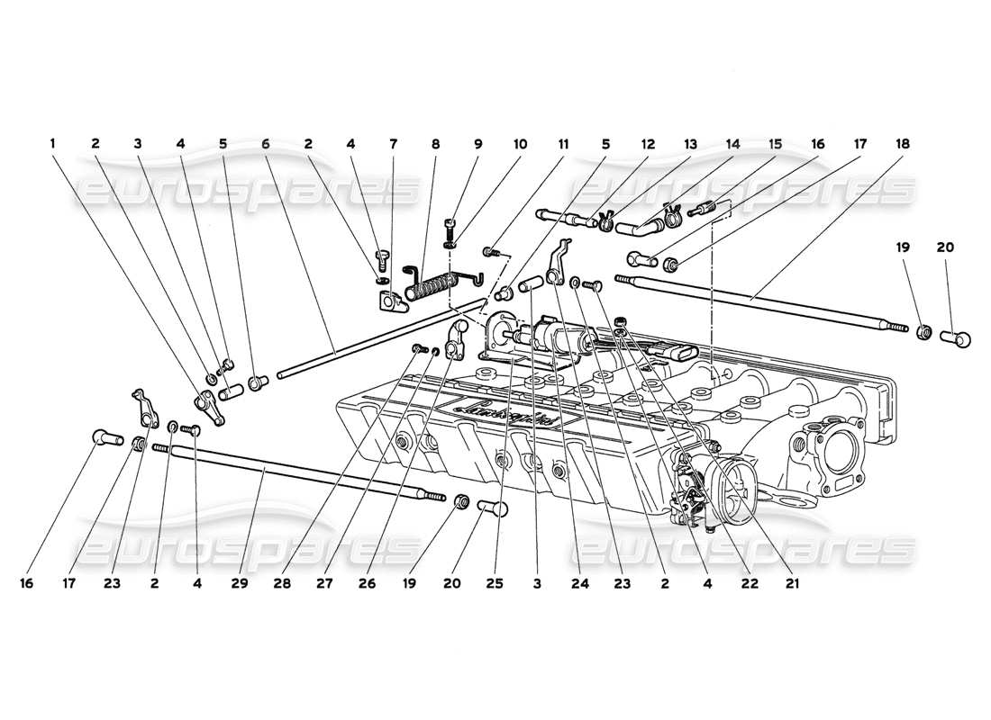 lamborghini diablo 6.0 (2001) diagramma delle parti dei cavi dell'acceleratore