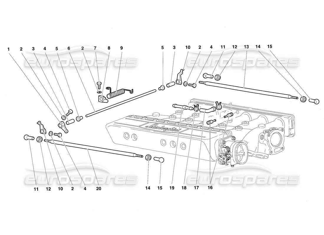 lamborghini diablo sv (1997) diagramma delle parti dei cavi dell'acceleratore